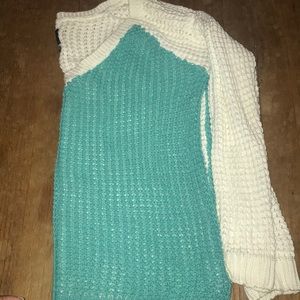 Blue and white knit sweater